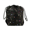 Leather Gem Stud Embellished Bucket Handbag - Black