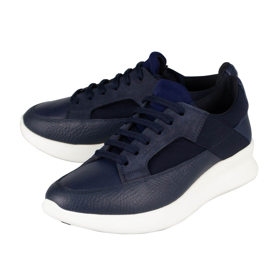 Calfskin Leather Lace Up Sneakers - Blue