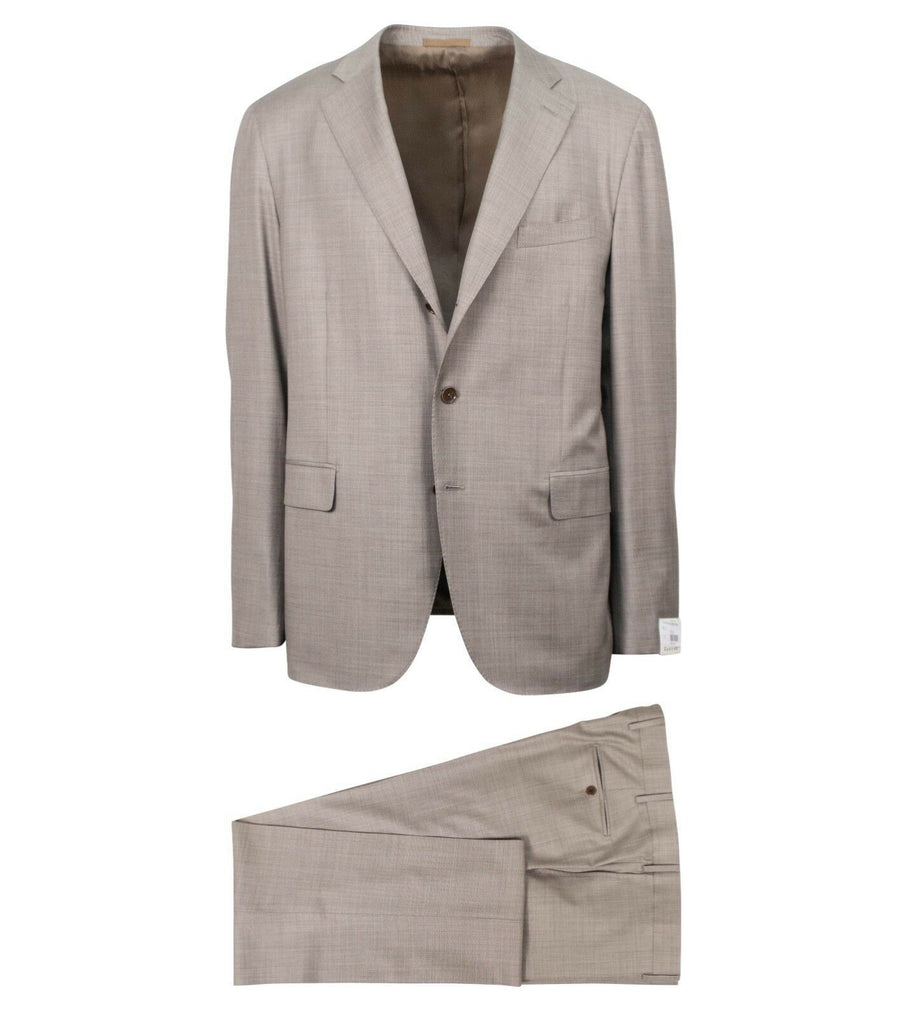 Drop 7 Wool 3 Roll 2 Button Slim/Trim Fit Suit - Tan