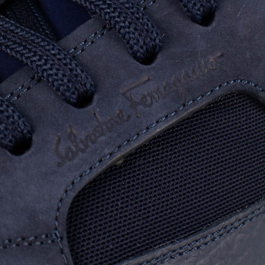 Calfskin Leather Lace Up Sneakers - Blue