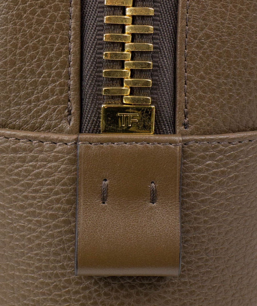 Medium Buckley Trapeze Pebbled Leather Briefcase Bag - Light Brown