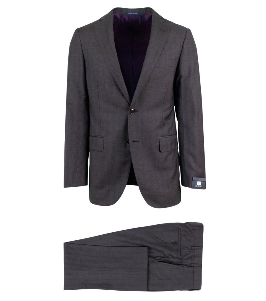 Drop 8 Striped Wool Two Button Suit - Charcoal Grey
