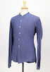 Cotton Mandarin Collar Button Down Casual Shirt - Blue