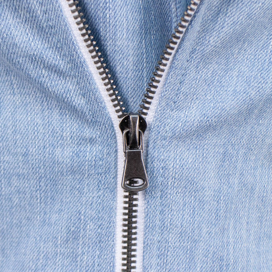 Fringe Denim Biker Jacket - Cove Blue