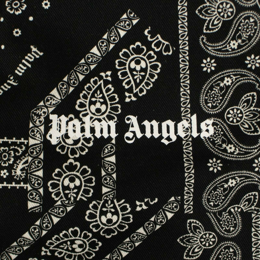 Split Bandana Denim Classic Track Pants - Black