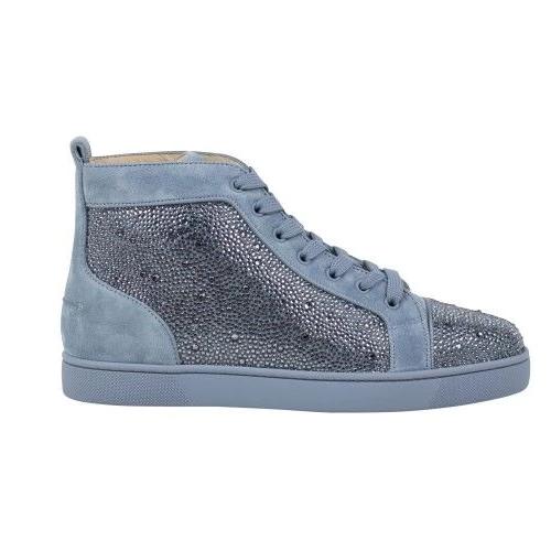 Men's Louis Orlato Strass Suede Leather Hi-Top Sneakers - Light Blue