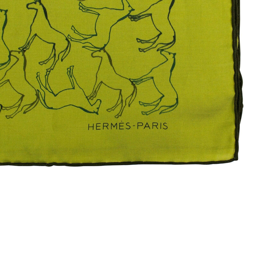 Silk Blend Carre H100 Tampon Equestre Scarf - Green