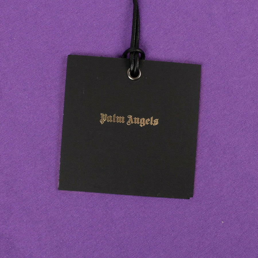 Cotton Loose Logo Over Short Sleeve T-Shirt - Purple