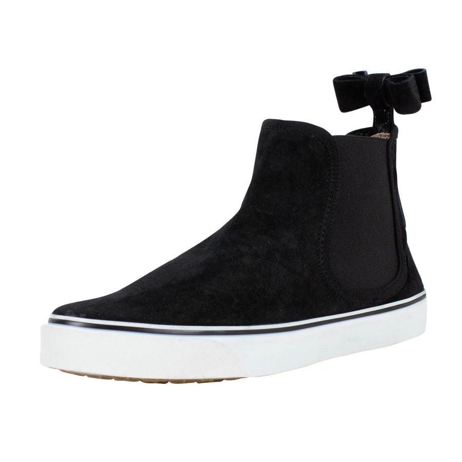 Black With Bow High Top Suede Sneakers