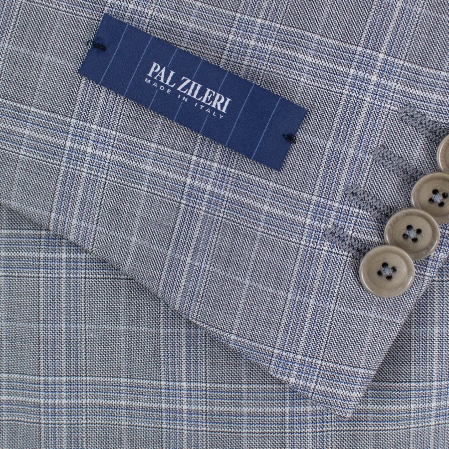 Drop 6 Plaid Check Wool Two Button Suit - Gray