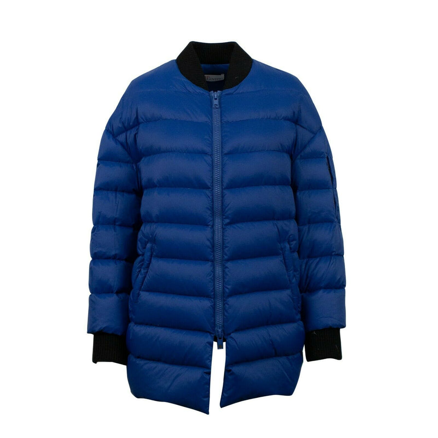 Long Zip Up Puffer Coat - Royal Blue