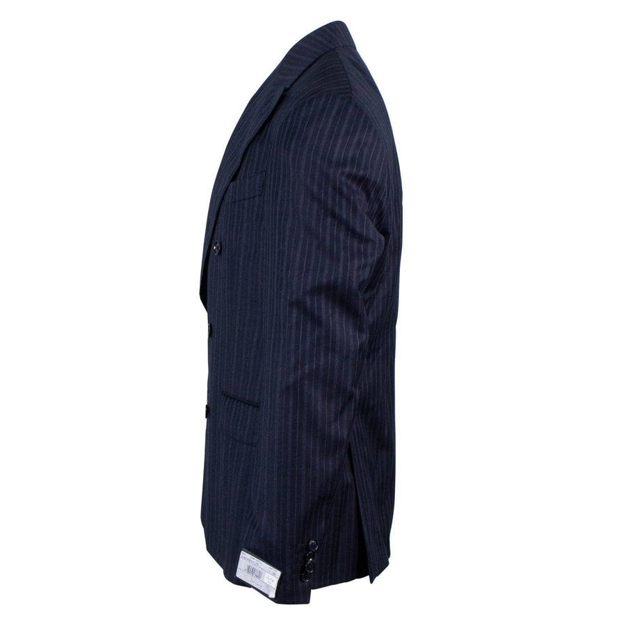 Thick Multi Stripe Double Breasted Suit - Black