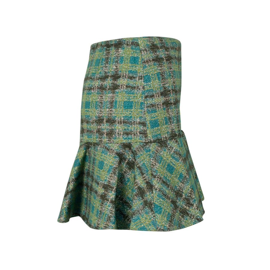 Multi Color Plaid Print Mini Skirt - Green