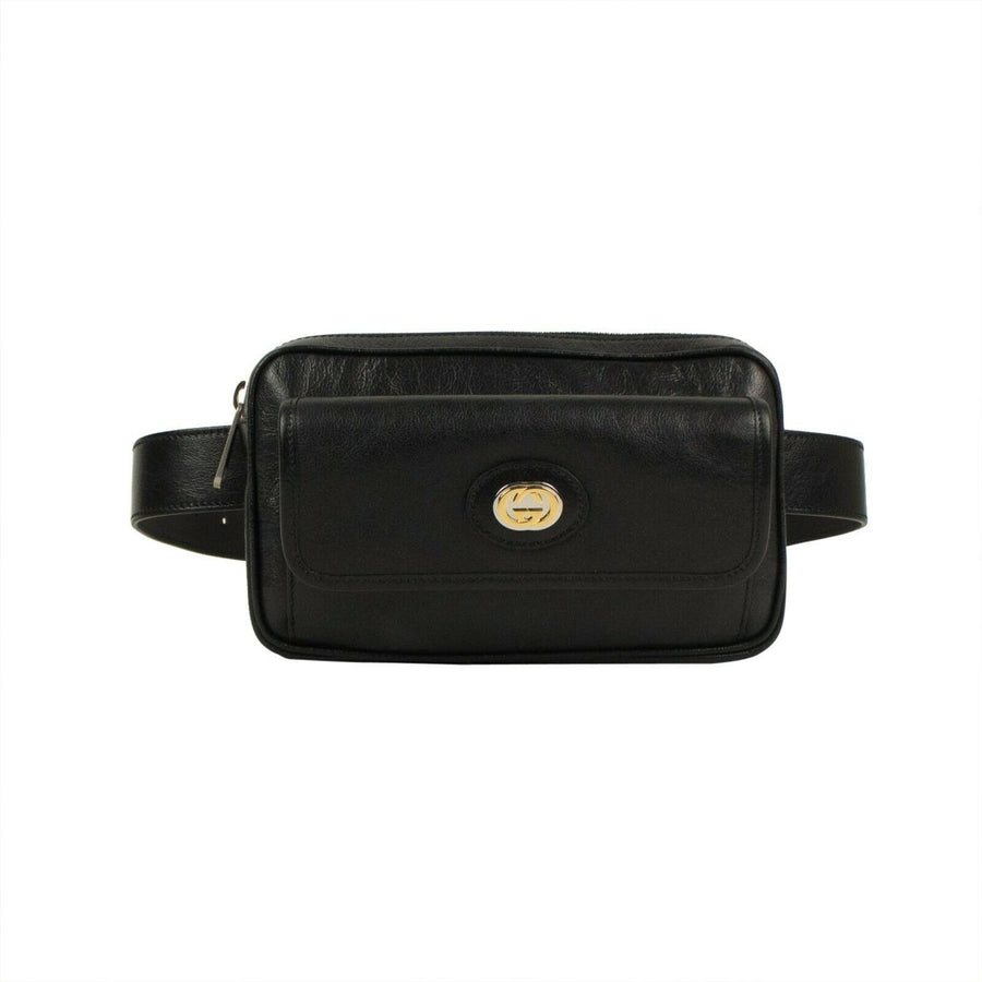 Leather Belt Bag - Black