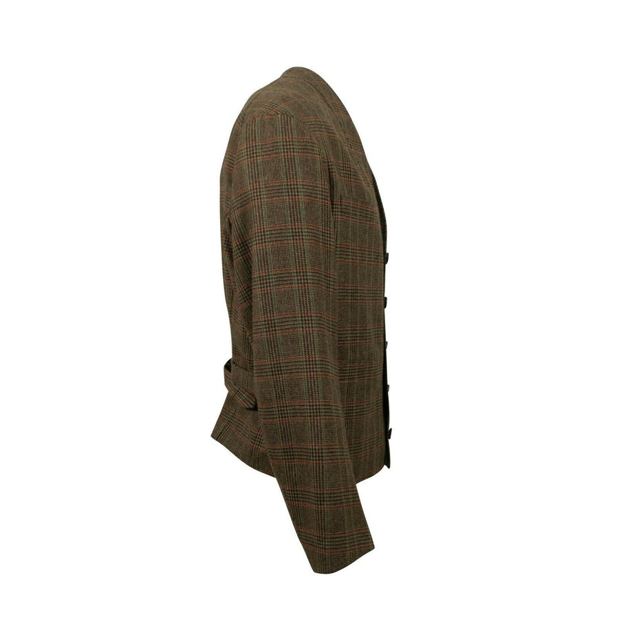Plaid Wool Button Up Sport Coat - Brown