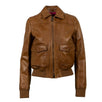 Leather With Star Design Bomber Jacket - Brown