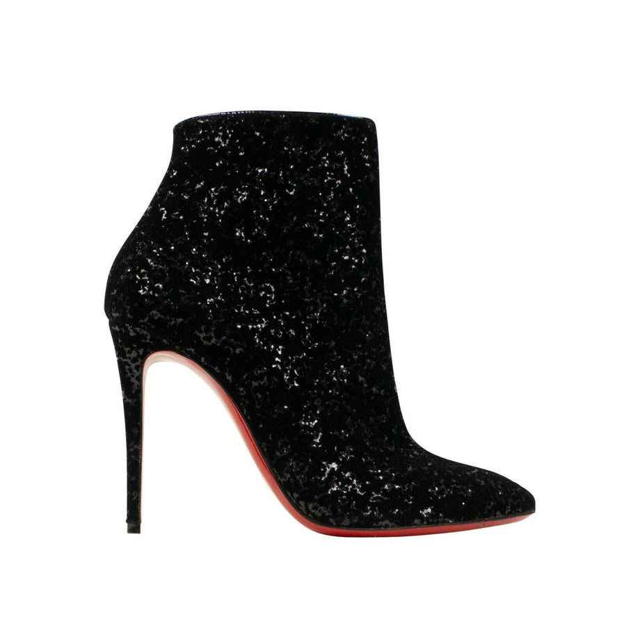 Eloise Velvet Glitter Short Boots - Black