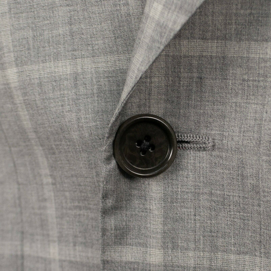 Drop 7 Check Wool Blend Double Breasted Suit - Light Gray