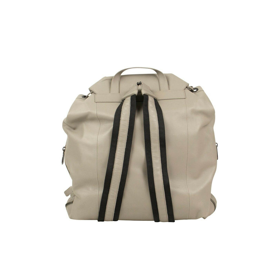 Leather 'Intrecciato' Backpack - Dark Cement