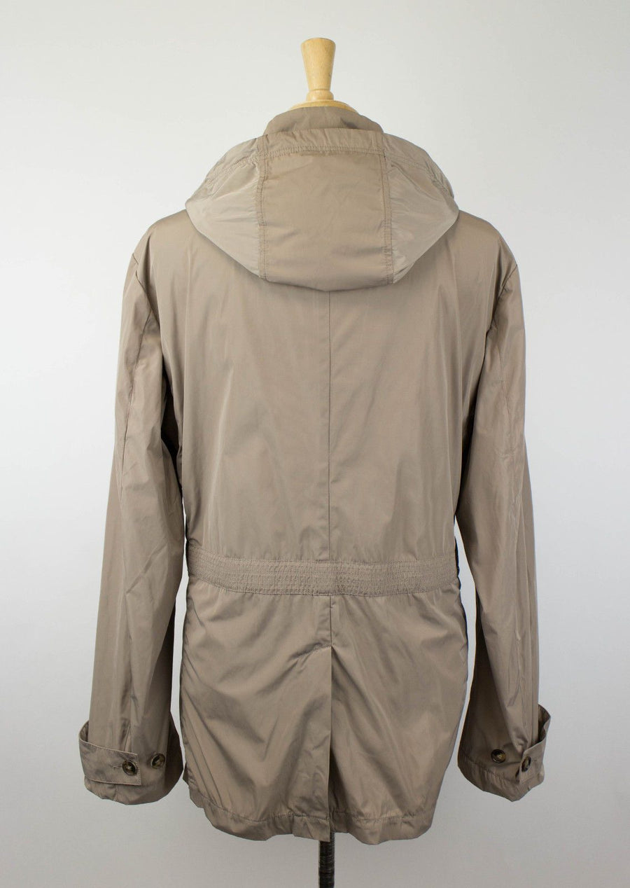 Polyester Hooded Trench Coat - Brown