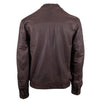 Ostrich Zip Up Leather Sport Coat - Brown