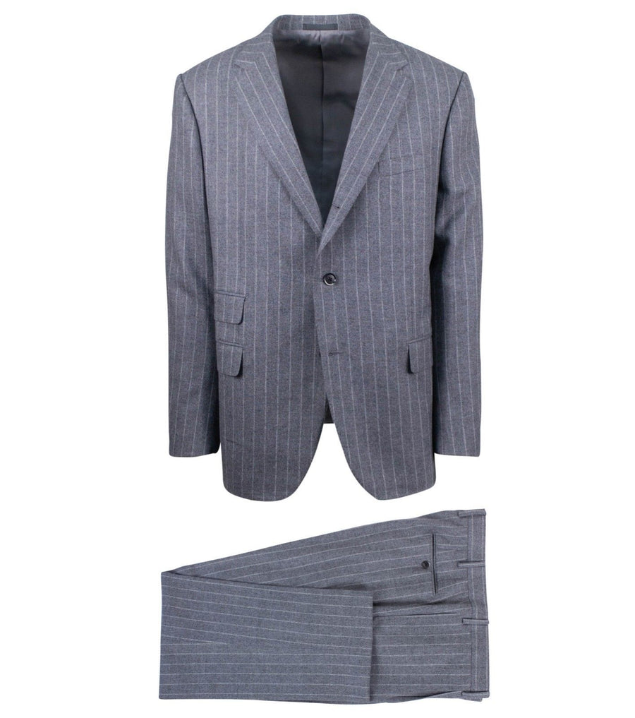Doriani By Caruso Drop 7 Pin-Striped Wool Three Roll Two Button Suit - Gray