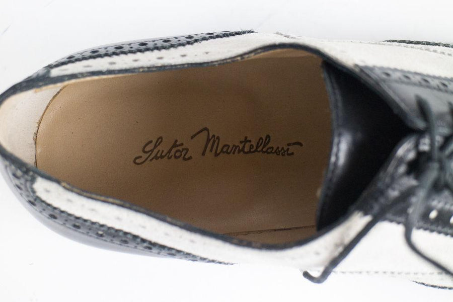 Leather & Suede Wingtip Oxfords - Black / White