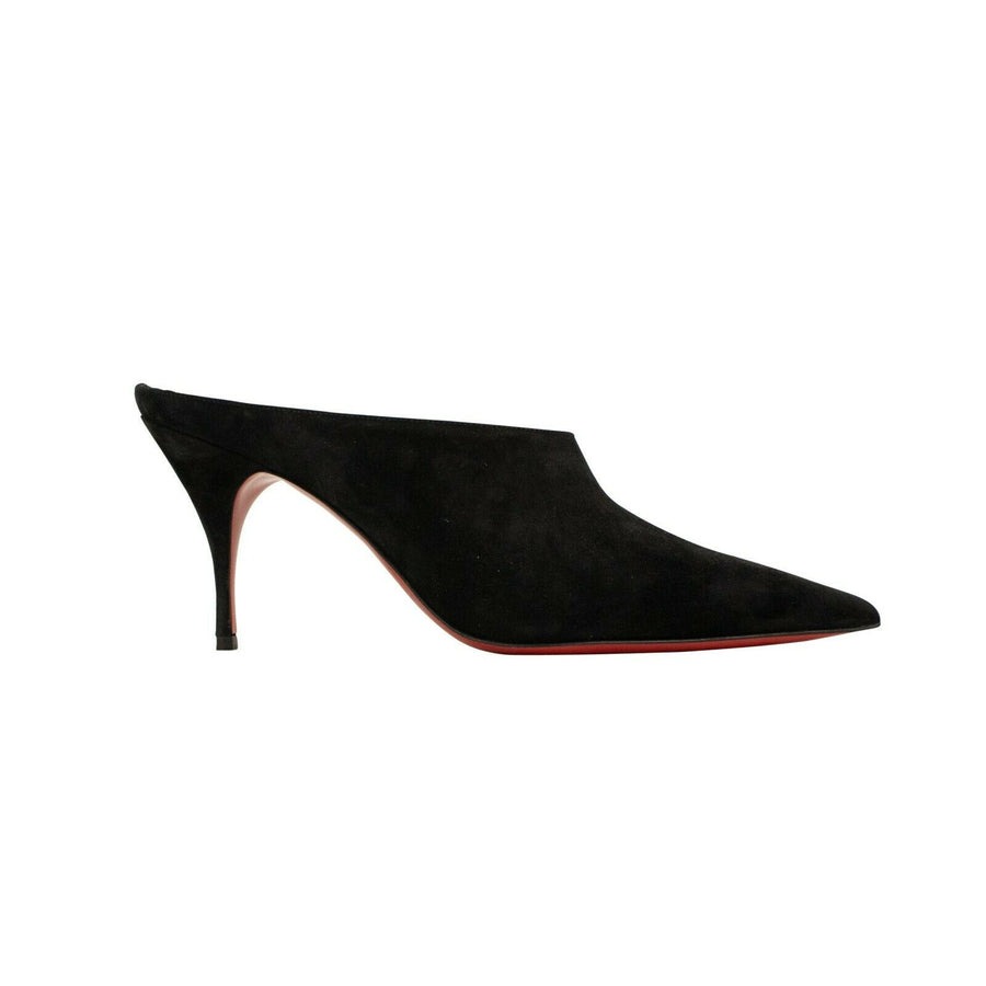 Velour 'Quart' Mule Heels - Black