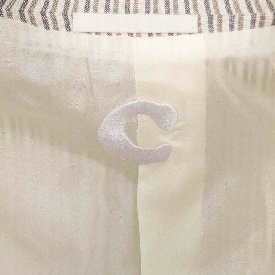 Drop 8 Striped Silk Blend 3 Roll 2 Button Sport Coat - Ivory