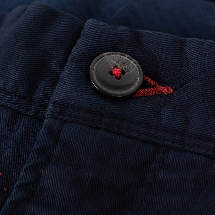 Navy Blue Cotton Blend Pants