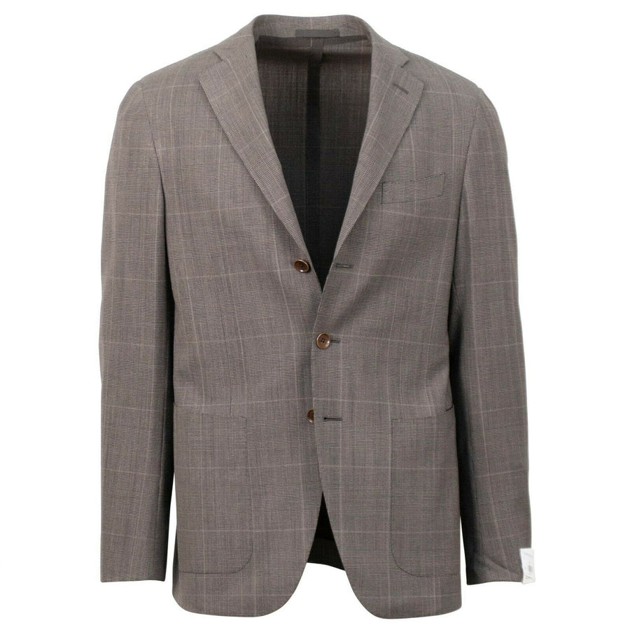 Drop 8 Plaid Wool 3 Button Sport Coat - Brown