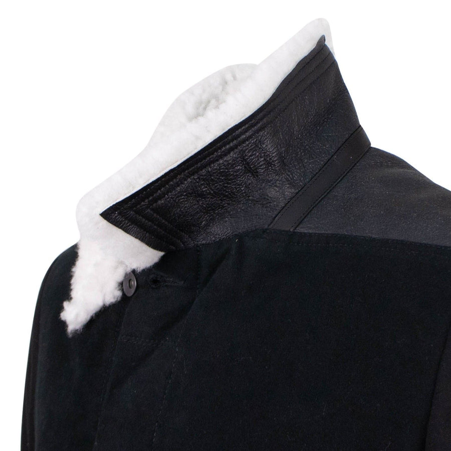 Sliced Worker Shearling Jacket - Black