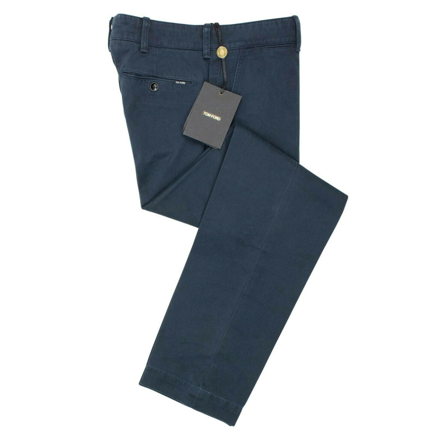 Cotton Classic Fit Pants - Navy Blue