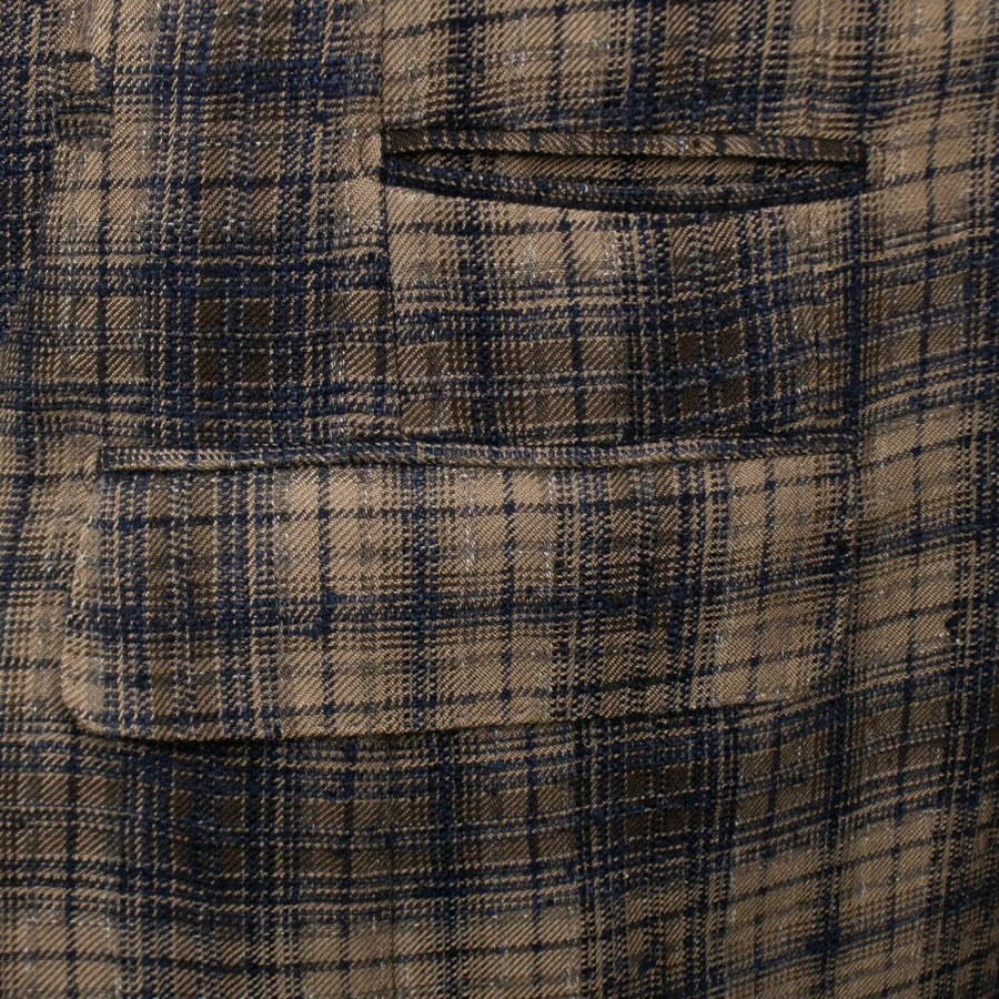 Drop 8 Plaid Two Button Silk Blend Sport Coat - Brown