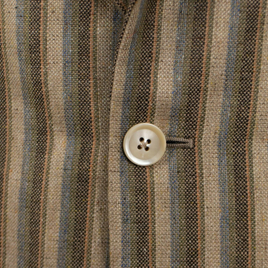 Striped 3 Roll 2 Button Silk Blend Sport Coat - Brown