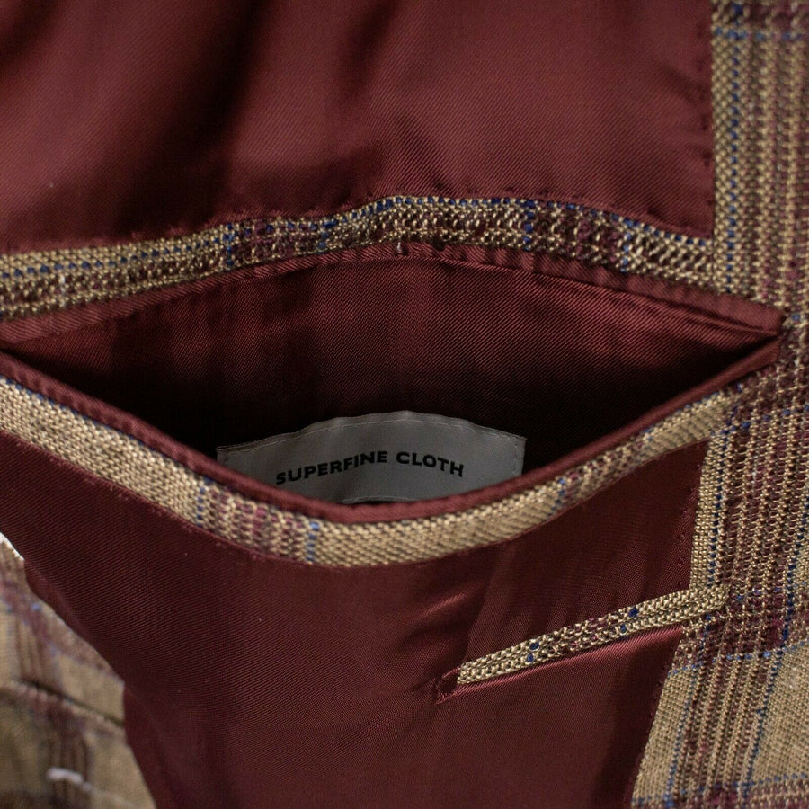 Drop 8 Plaid Silk Blend Two Button Sport Coat - Brown