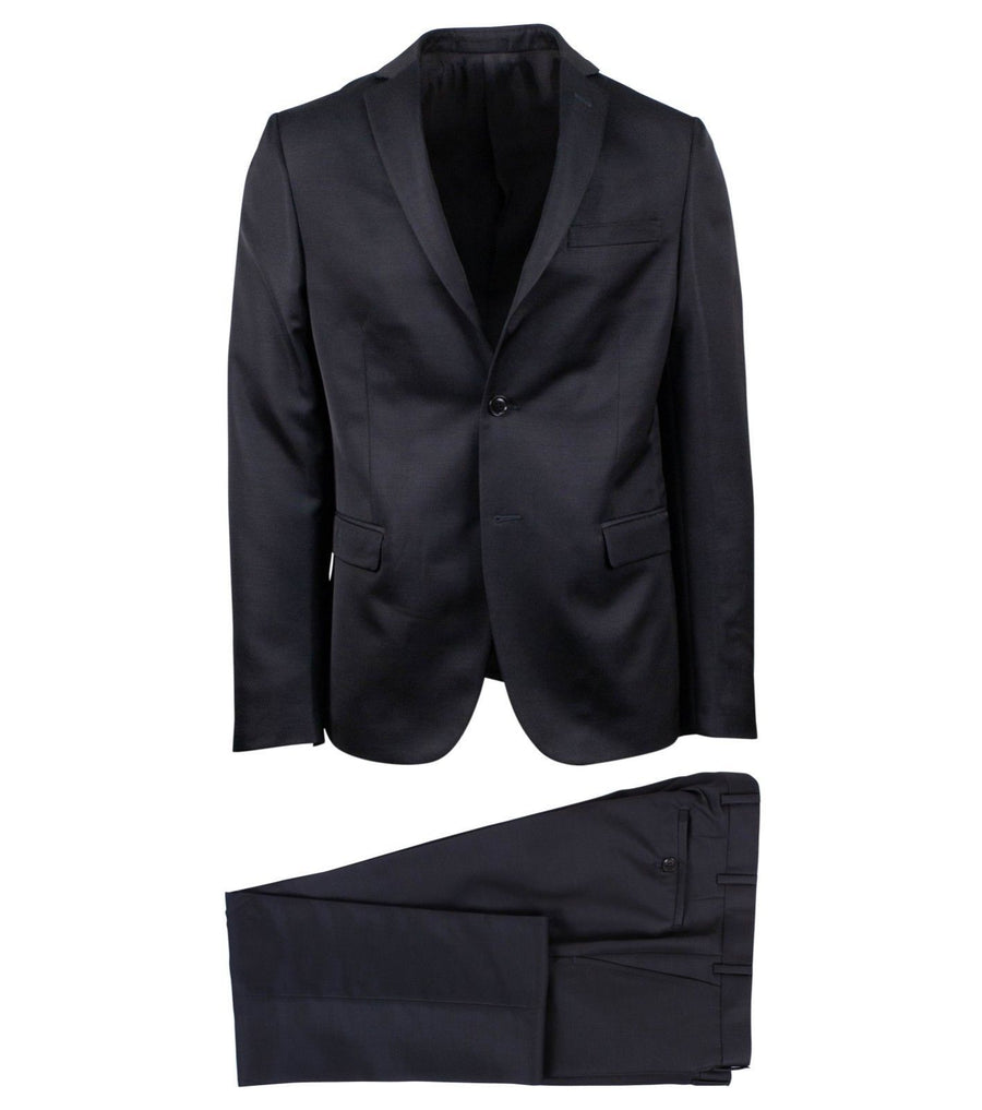 Drop 8 Wool Blend Solid Two Button Suit - Black