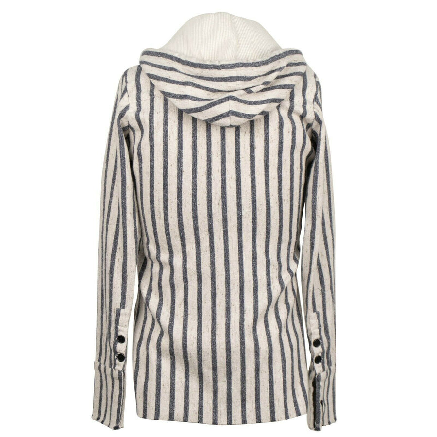 Striped Blanket Baja Studio Hoodie - Cream / Navy