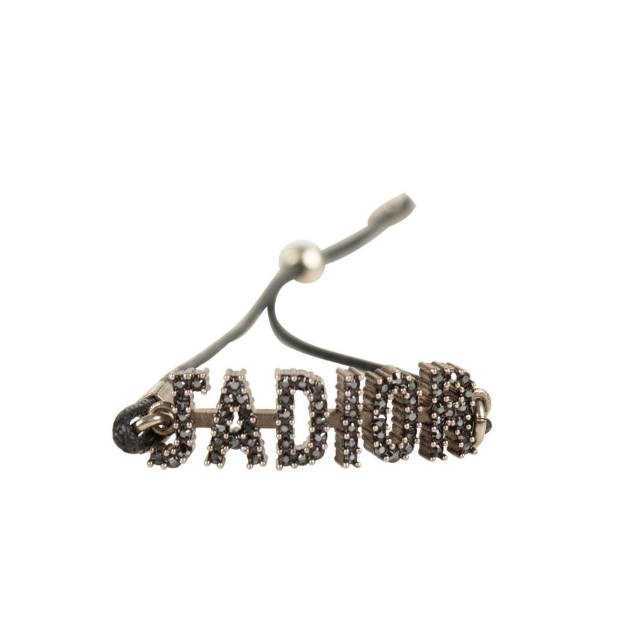 Black Antique Silver Metal 'J'Adior' Thin Bracelet