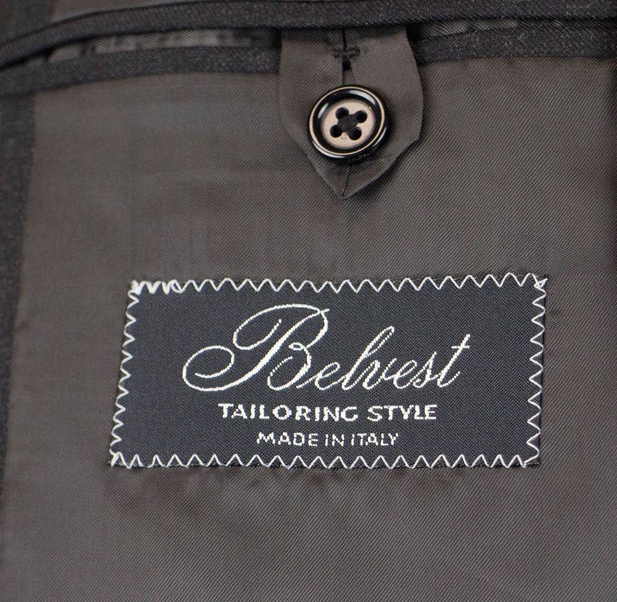 Striped Wool 3/2 Button Suit - Gray