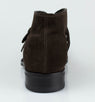Suede Leather Cross Strap Boots - Brown