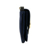 Suede With Black Leather Straps 'Arli' Medium Shoulder Bag - Navy Blue