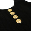 Sleeveless Knit Gold Button Bodysuit - Black