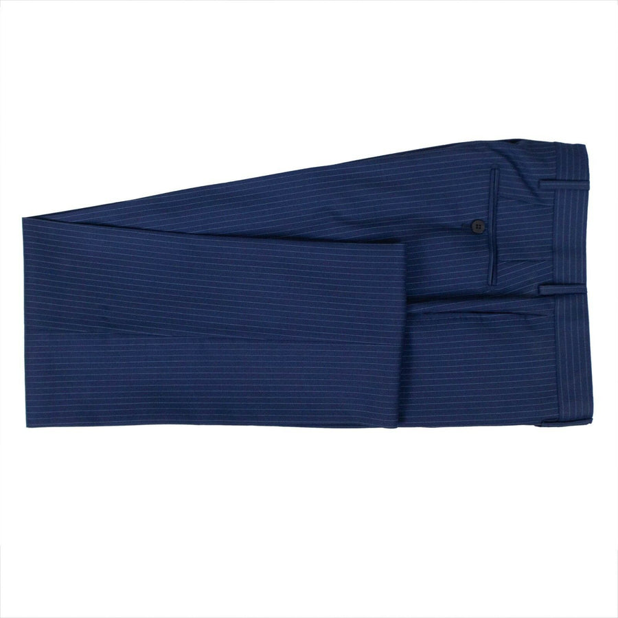 Drop 7 Pin-Striped Wool Three Button Suit - Blue