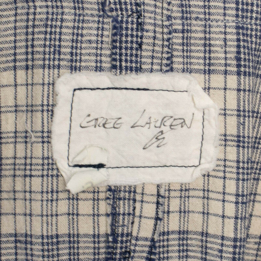 Plaid And VIntage Denim Kimono Robe - Ivory / Blue