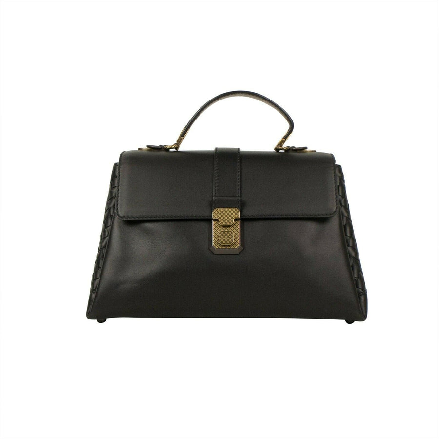 Leather 'Piazza' Medium Shoulder Bag - Black