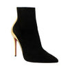 Delicotte Suede And Patent Short Boots - Black / Gold