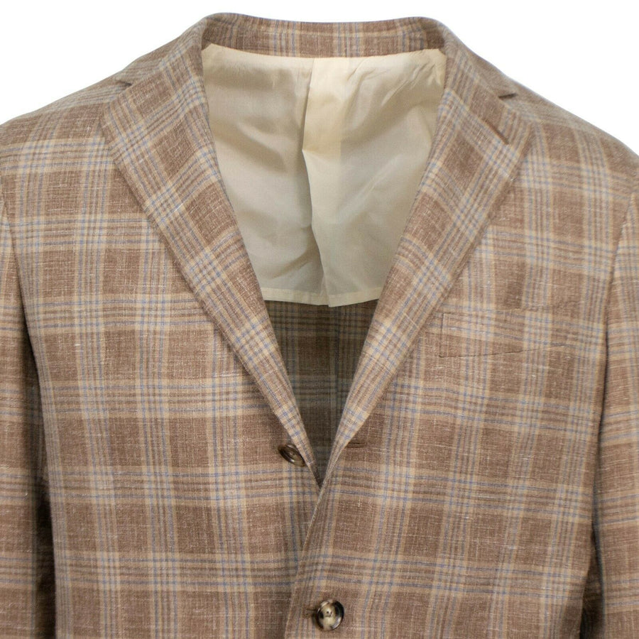 Drop 8 Plaid Wool Blend 3 Button Sport Coat - Brown