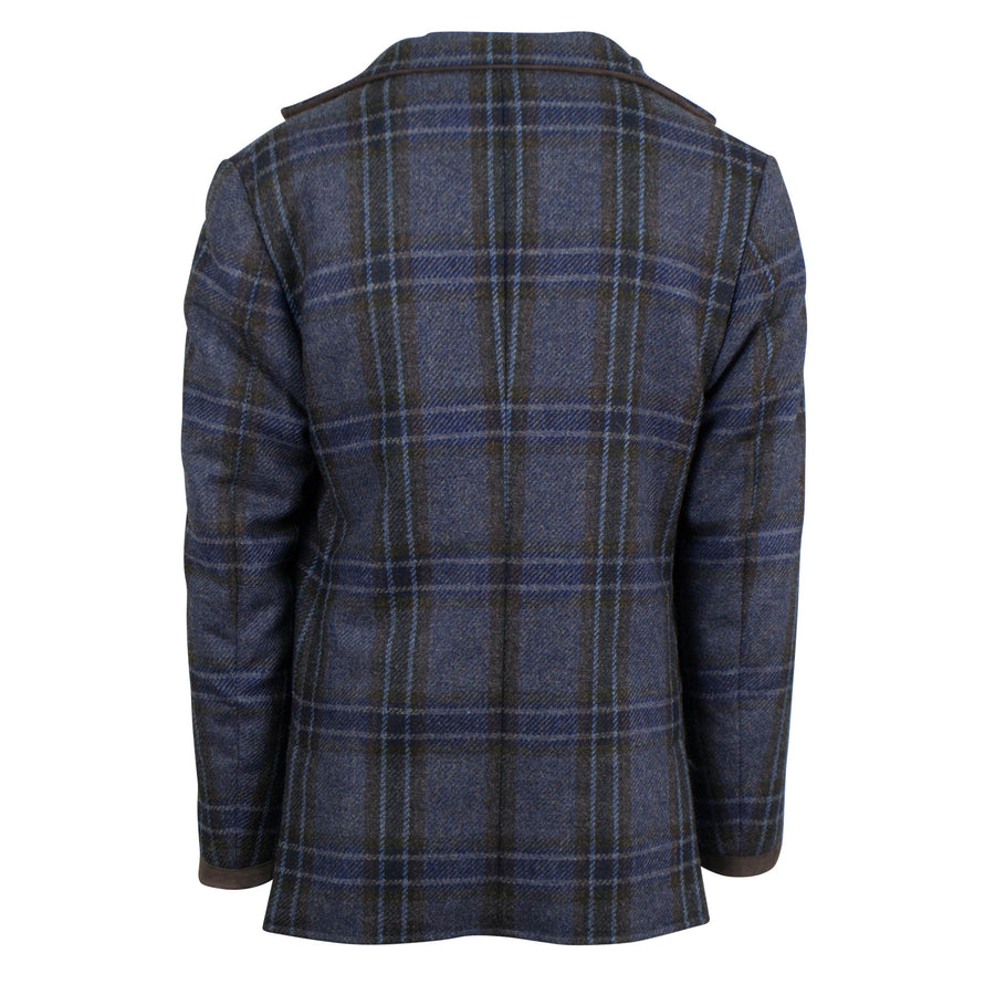 Wool and Suede Trimmings Jacket - Blue / Brown