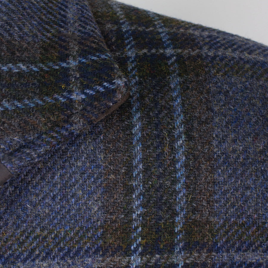 Wool and Suede Trimmings Jacket - Blue / Brown